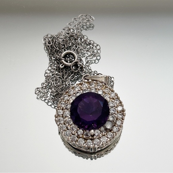 Sparkling Amethyst Filigree Sterling Silver Necklace - Picture 4 of 15